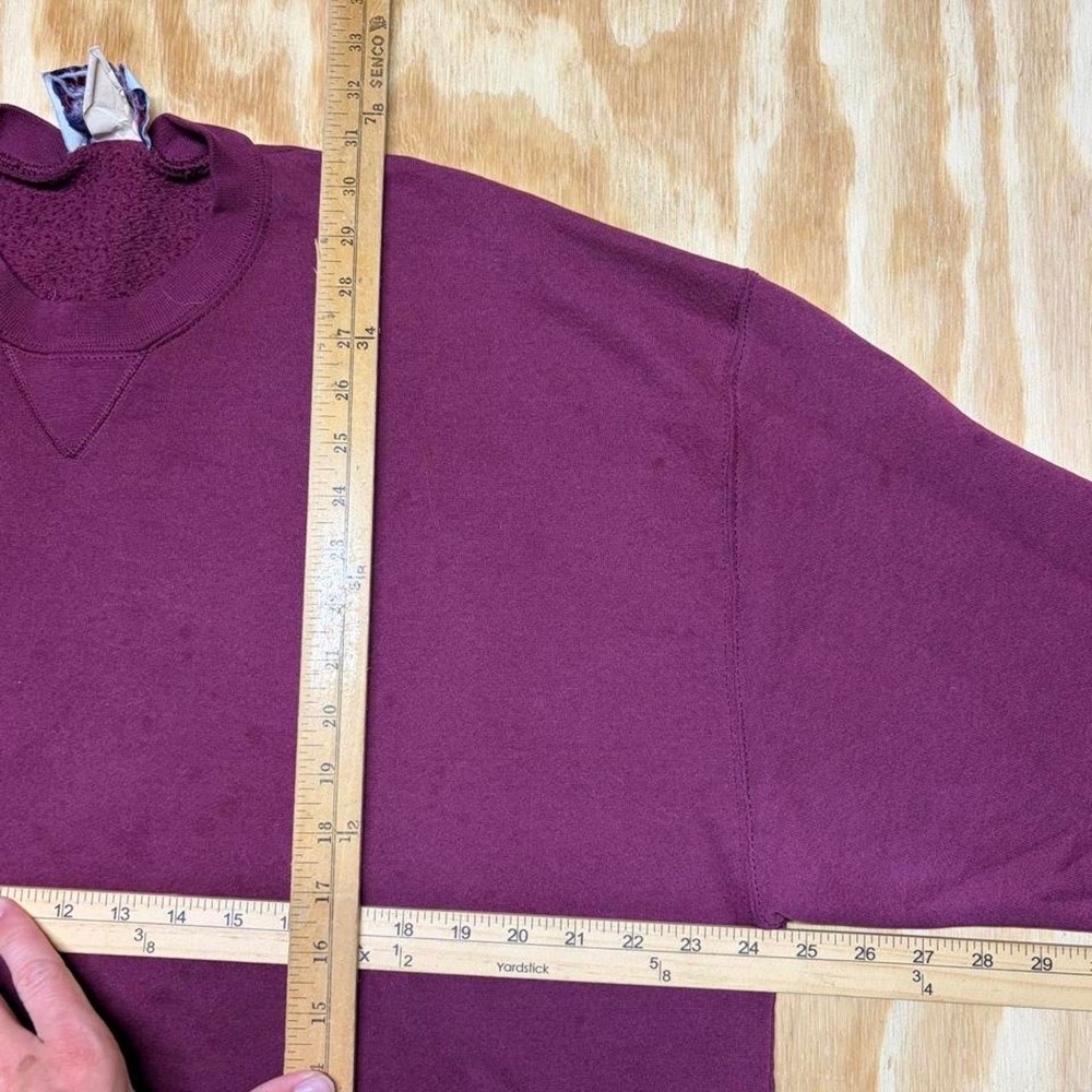 Vintage Pure Sweat Classic Sweatshirt XL Faded Burgundy Red 90s Crewneck 0369 - Picture 4 of 5
